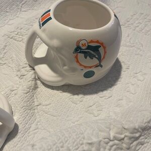 White Ceramic Mugs 2 with Dolphin Design vintage 1986 small chip on bottom of 1